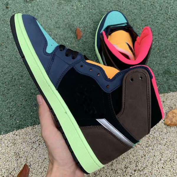 

высокая og 1 bio hack 2020 новый релиз 1s барокко брюнет-laser оранжево-racer pink mens basketball обувь мужчины спорт кроссовки, Black