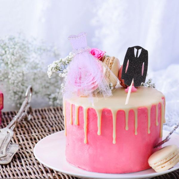 

5 set/10pcs er wedding theme portable creative exquisite delicate cake insert card cake ers dessert fruit insert for wed