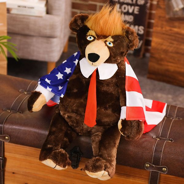 

62cm donald trump bear with flag plush toy triver usa president teddy bears collection stuffed doll toys gift for children boy play