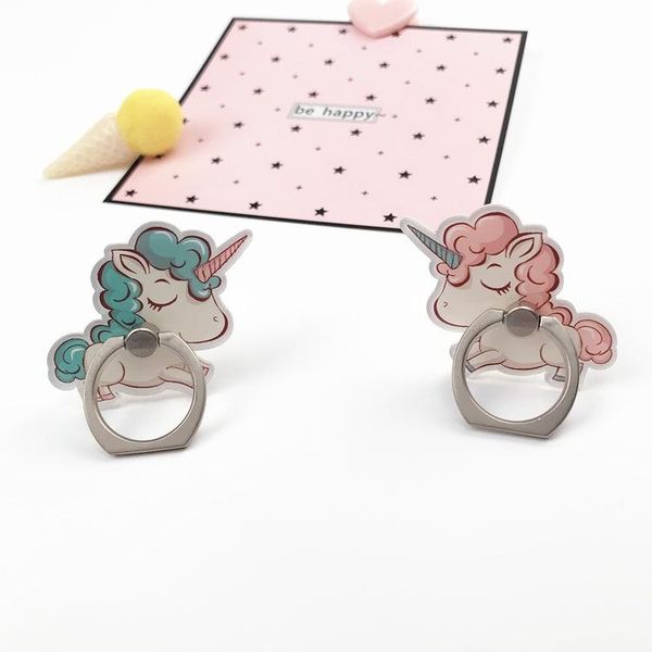 

cartoon unicorn ring holder custom logo 1-2 yuan gift mobile phone lazy person bracket bracelet