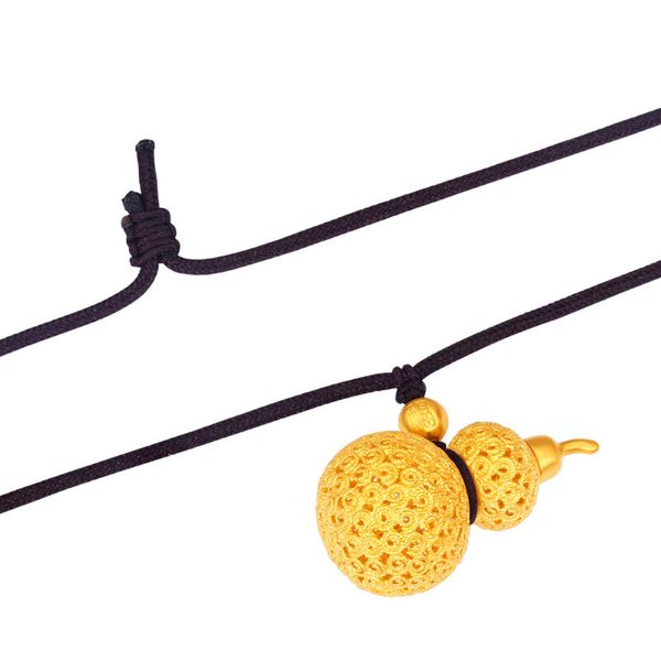 

pure 24k yellow gold necklace pendant handmade gold weave gourd necklace 17.82g, Silver