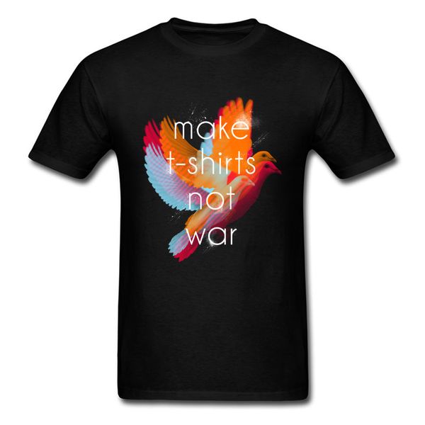

peace pigeon tshirt men t-shirt make t shirts not war bird print black tees summer cotton clothes ing