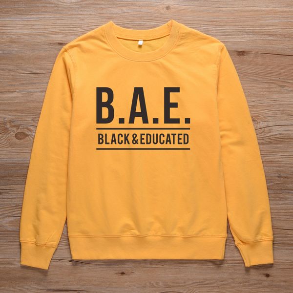 

onseme bae черный и образованный unisex слоган толстовка меланин crewnecl пуловеры женщины streetwear толстовки спортивные костюмы топы, Black