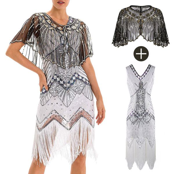 

scarves 1920s shawl wraps sequin beaded evening cape bridal bolero vintage flapper cover up gold black, Blue;gray