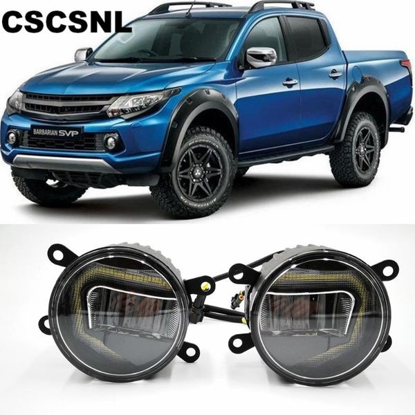 

3-in-1 functions led drl daytime running light car projector fog lamp with yellow signal for mitsubishi triton l200 2013 -2020