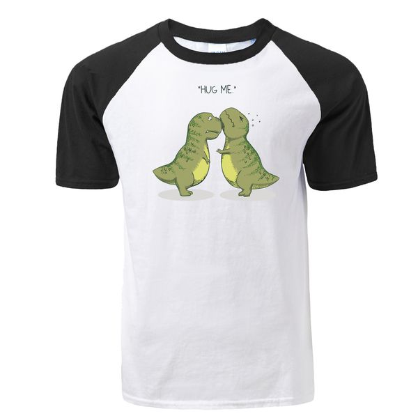 

funny hug me print raglan t shirt fashion dinosaurs t-shirt men casual tshirt kawaii tees summer cotton harajuku streetwear