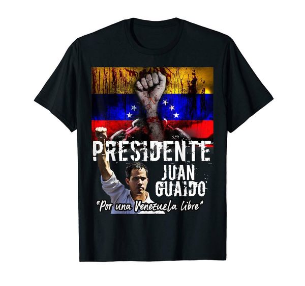 

2019 fashion president juan guaido for a venezuela black t-shirt tees