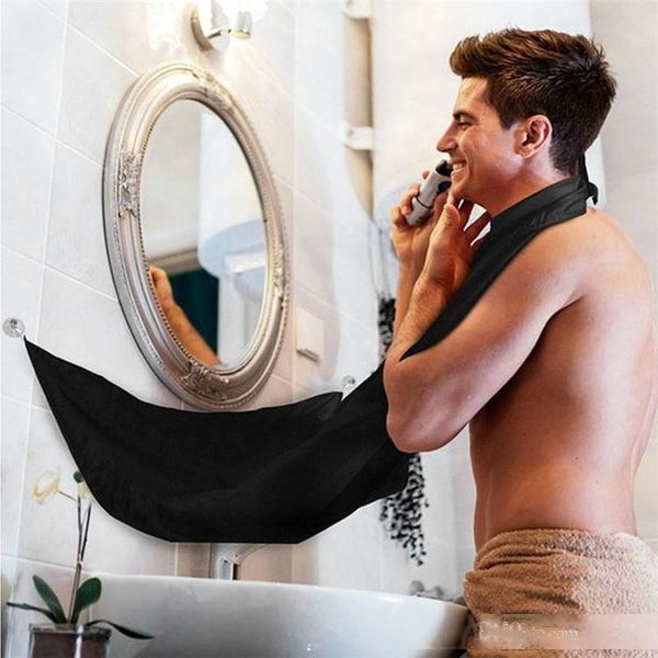 

new 120x80cm man bathroom apron black beard apron hair shave apron for man waterproof floral cloth household cleaning protecter