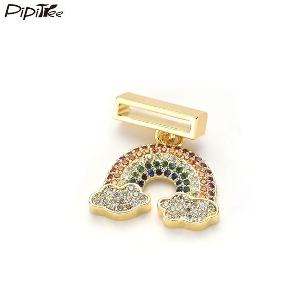 

pipitree colorful cz rainbow charms for 10mm strap bracelet jewelry making slider cubic zirconia charms pendants diy accessories, Bronze;silver