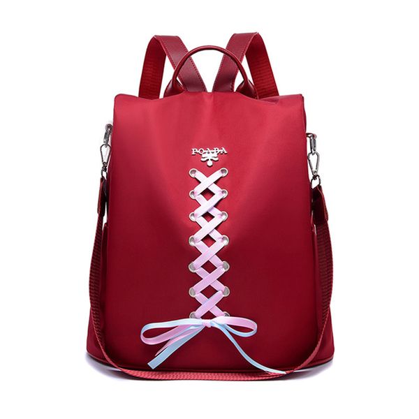 

casual waterproof women's backpack oxford cloth ribbon travel bag female teen girl anti-theft school bag