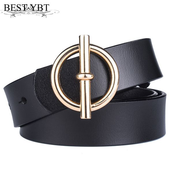

ybt women imitation leather belt round alloy smooth buckle belt fashion simple business affairs casual, Black;brown