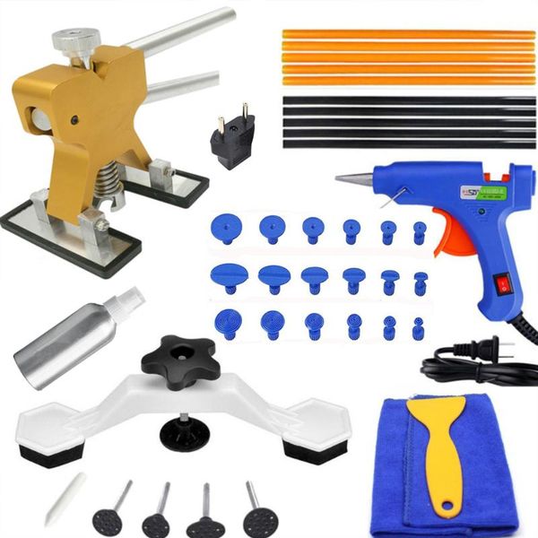 

pdr auto body paintless dent removal tools kit dent lifter bridge puller set for car hail damage and door dings repair