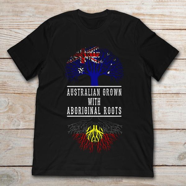 

australian grown with aboriginal roots australian aboriginal flag t-shirt