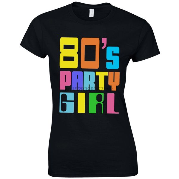 

80s party girl ladies fitted t-shirt - retro fancy dress i love party gift top