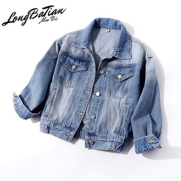 

women's jackets spring loose elastic waist denim women korean basic coat vintage long sleeve jeans jacket female short outerwear, Black;brown