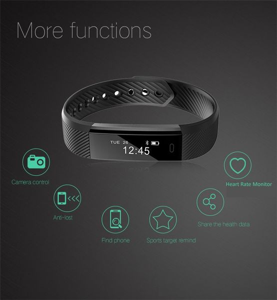 

square oled screen multi-point touch screen 115hr bluetooth smart wristband camera remote sleep monitor fitness tracker smart bracelet