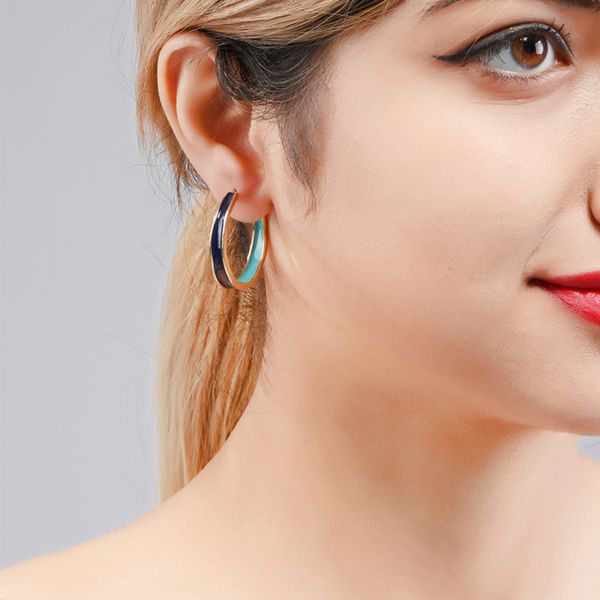 

wuli&baby new enamel dangle earrings women black white pink circle earrings, Silver