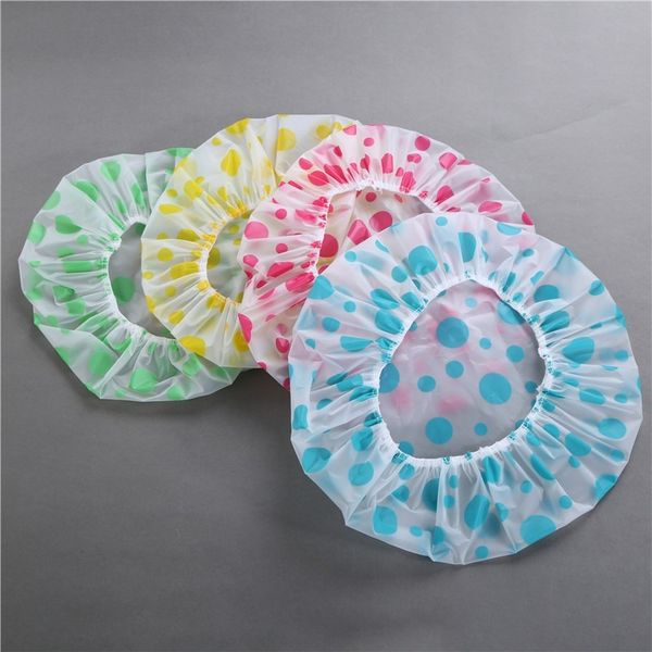 

shower caps 1pc wave point cap waterproof thicken hair salon elastic for women bath hat bathroom products color random