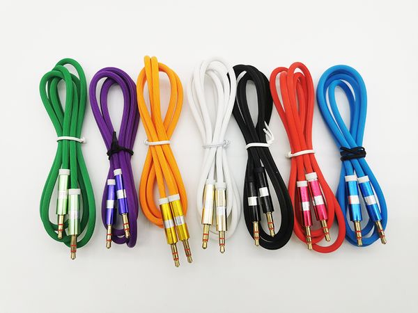 

1m/3ft od 3.8 3.5mm silver ring plug fine lines male to male aux audio cable via dhl 200