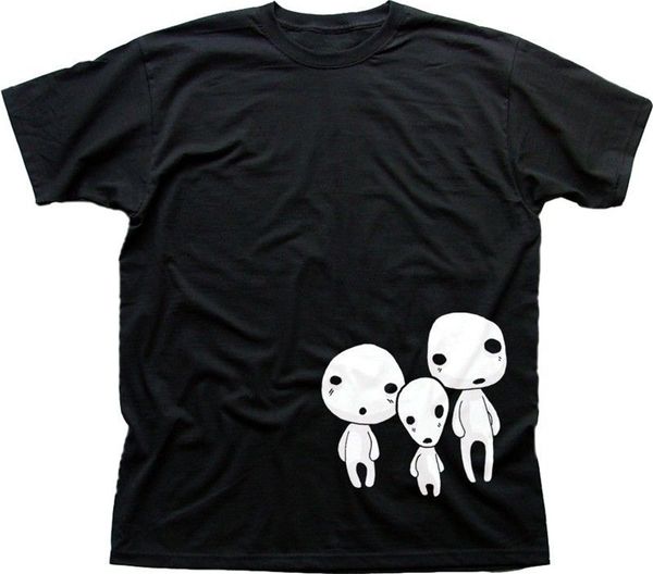 

mononoke forest people family spirit kodama miyazaki black t-shirt fn9443 cotton short sleeve tee shirt