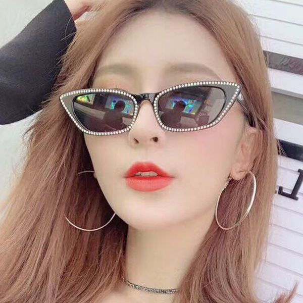 

sunglasses rectangle ladies women 2021 rimless square sun glasses for crystal diamond uv400 nx, White;black
