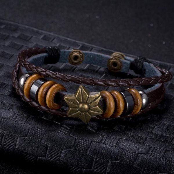 

men women fashion retro bracelet leather zinc alloy charm wristband classical male female gift bracelets for mens women fsh104, Golden;silver