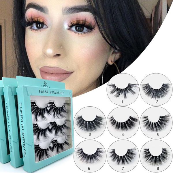 

false eyelashes 6d three pairs of mink hair long cross-cut for makeup tools