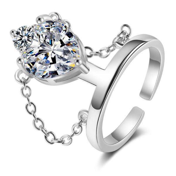 

925 sterling silver rings adjustable cubic zircon tassel crown finger ring for women wedding jewelry bijoux femme jz419, Golden;silver