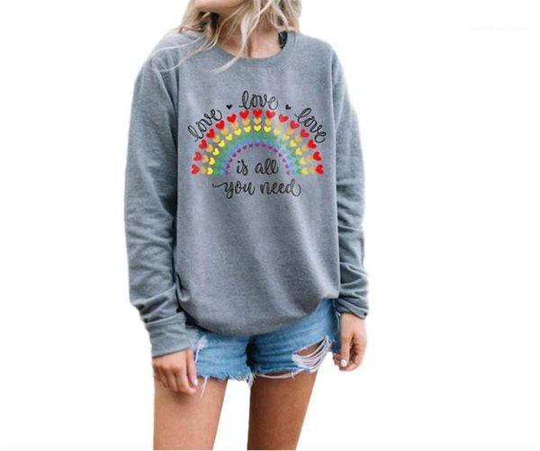 

tops casual crew neck мода длинный рукав теплый женский дизайнер тис весной и осенью радуга отпечатанных женщин, White