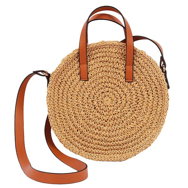 

fashion women shoulder handbags straw bags beach bags circular vintage light large capacity