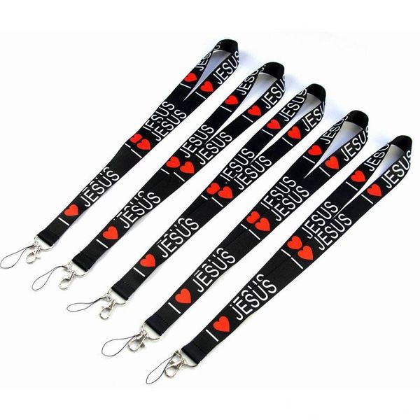 

elling cell phone lanyards i love jesus styles neck lanyard for mp3/4 cell phone id card key chain straps