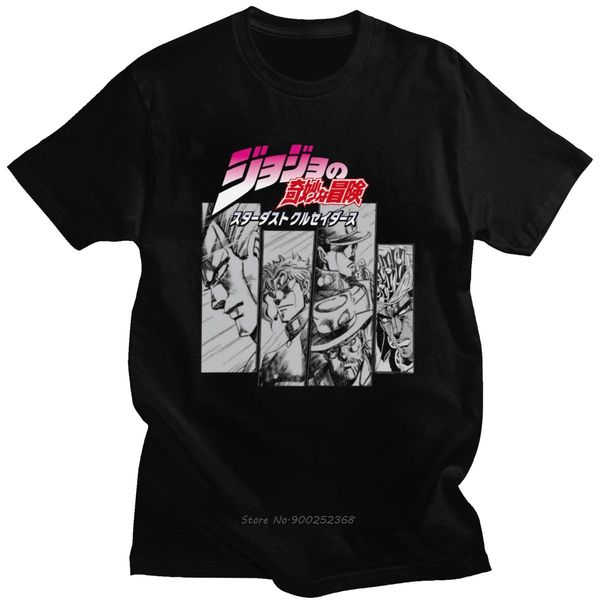 

unique jojo's bizarre adventure t shirts men short sleeve manga jotaro tee round neck pure cotton leisure t-shirt harajuku