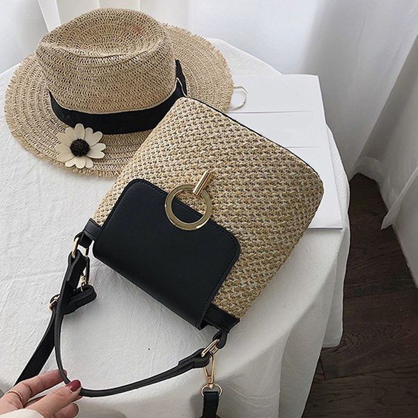 

малый соломы ведро сумки для женщин лето crossbody сумки lady travel кошельки и сумки женщины плеча сумку