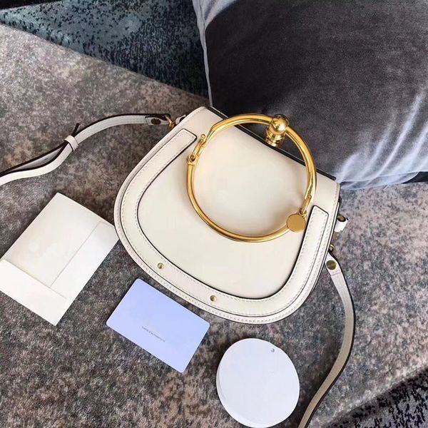 

summer genuine leather handbag ring package saddle metal bags nile handle bracelet female shoulder messenger crossbody bag