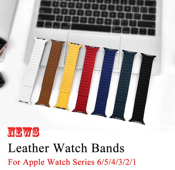 

compatible with apple watch band series 6 5 4 3 2 1 44mm adjustable leather strap with magnetic closure system watch bands