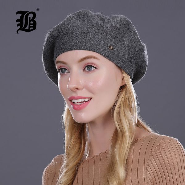 

beanie/skull caps [flb] winter women real 100% pure wool beret hat felt fashion girls lady slouchy hats female flbmx17006, Blue;gray