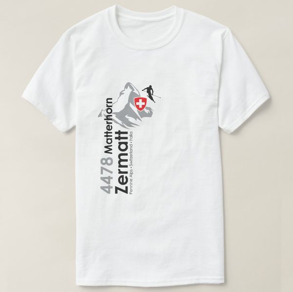 

2019 отпечатано мужчины футболка с коротким рукавом хлопок matterhorn-zermatt лыжи t-shirt женщины тенниска