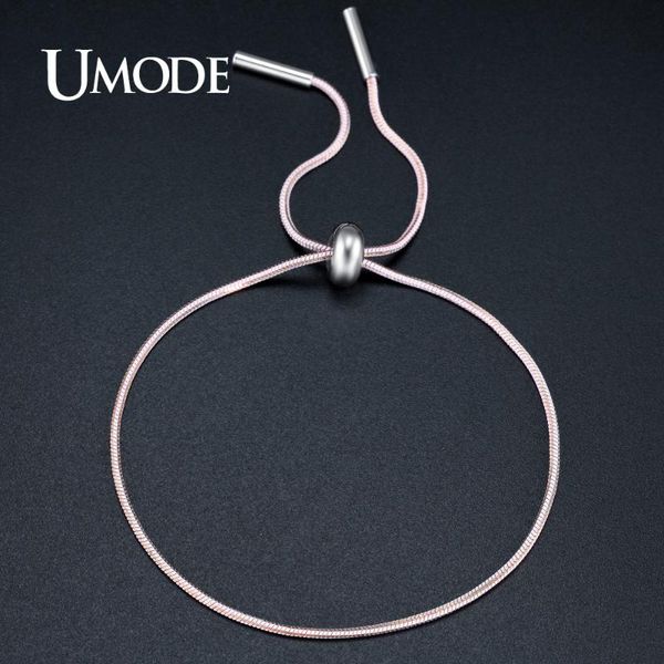 

umode brand design 4 colors simple slide snake chain & link bracelets for women pulseira masculina christmas gift bijoux aub0114, Black