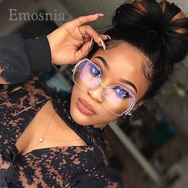 

sunglasses emosnia fashion oversized rimless women 2021 classic brand designer sun glasses for mens and womens big frame eyewear, White;black
