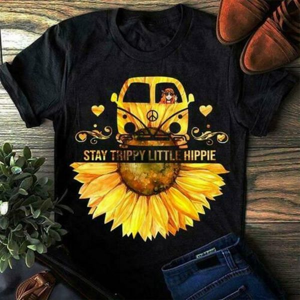 

hippie girl stay trippy little hippie ladies tee t shirt cotton s-3xl t-shirt digital printed