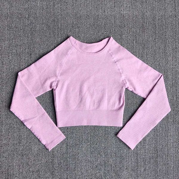 

yoga outfits sports crop long sleeve gym women's seamless t-shirt fitness woman sport workout for sportswear, White;red