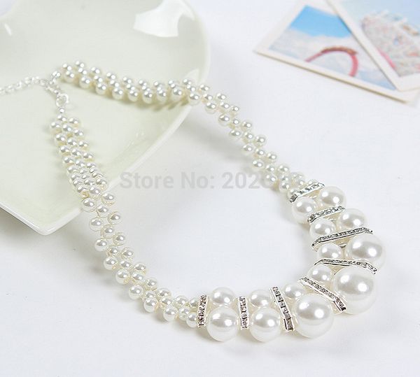 

chokers style fine quanlity casual & sporty women set auger crystal pearl necklace jewelry,, Golden;silver