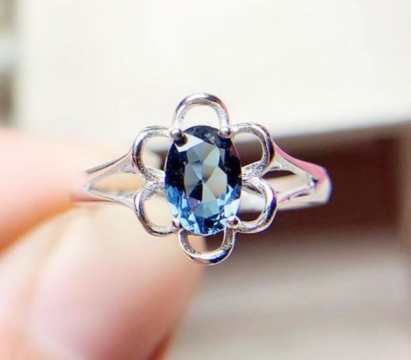 

natural real blue z flower ring per jewelry 5*7mm 1.1ct gemstone 925 sterling silver fine jewelry66