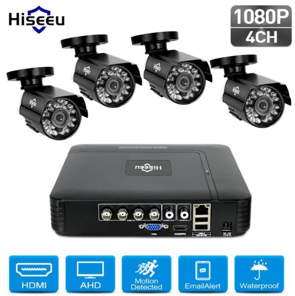 

systems hiseeu 4ch 1080p security camera system kit cctv ip ir remote access motion alert waterproof video surveillance nvr set