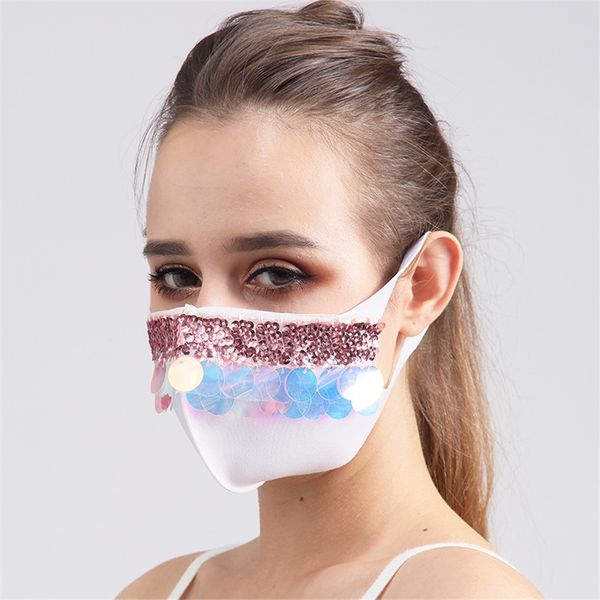 

new bling bling sequins mask summer breatable sunscreen layer cycling mask fasion masks sipping#617#922, Black