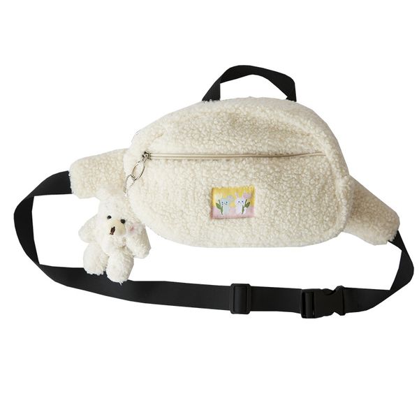 

new design women's messenger bag fashion solid color lamb cashmere chest bag multifunction mobile phone coin purse handbag