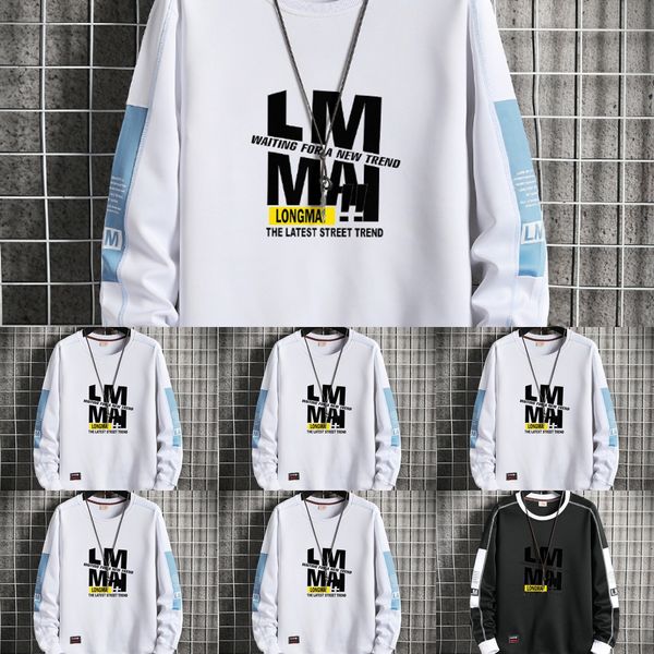 

2020 new casual round neck thin couple long sleeve pullover autumn loose pullover sweater men's sweater sports men's ckljh, Black