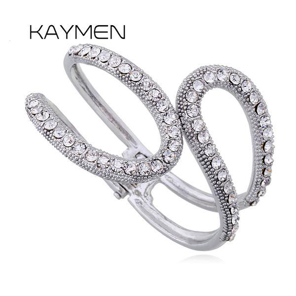 

модные полных стразы простых streamline форма браслет для женщин прома свадебного ювелирных изделий 2 цвета, Black