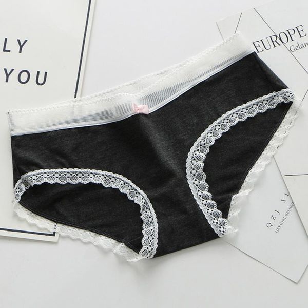 

new summer underwear sweet lace bow low-waist ladies comfortable briefs, Black;pink