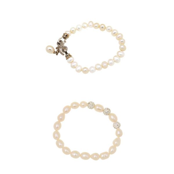 

2pcs women elegant simple natural freshwater pearl bracelet 925 silver, Golden;silver